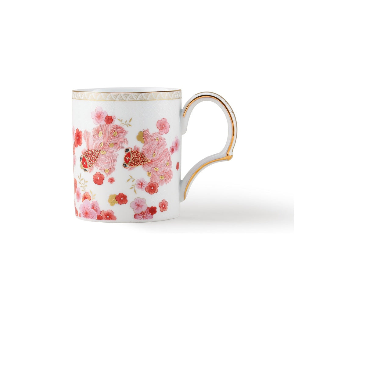 Courtyard Blossom porcelain mug on clean white background