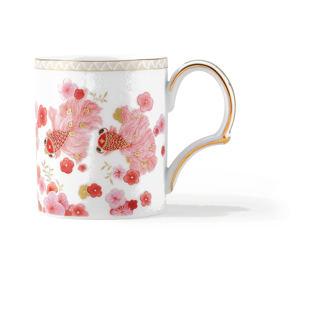 Fortune Bloom Mug white background product image, standardized larger mug scale