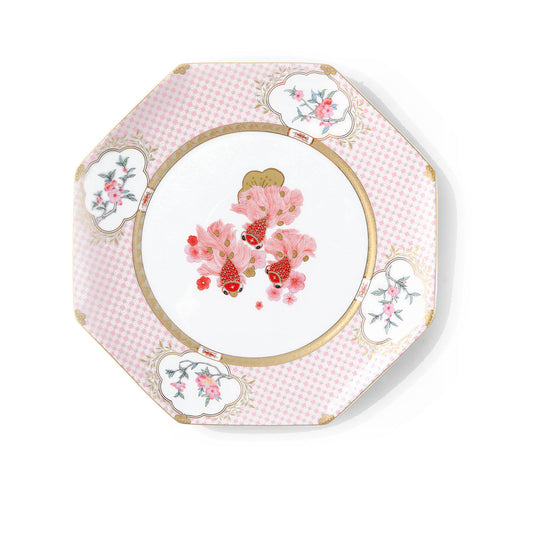 Fortune Bloom Dinner Plate white background product image, standardized plate scale