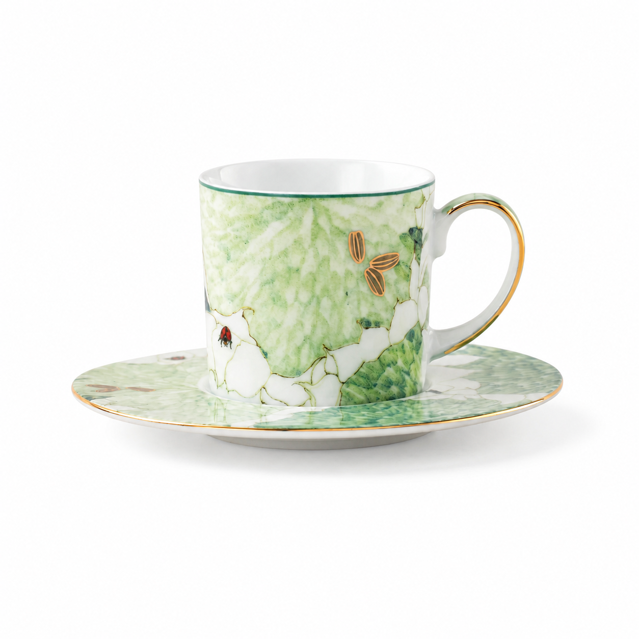 Chasing Light narrow cup and saucer on a clean white background