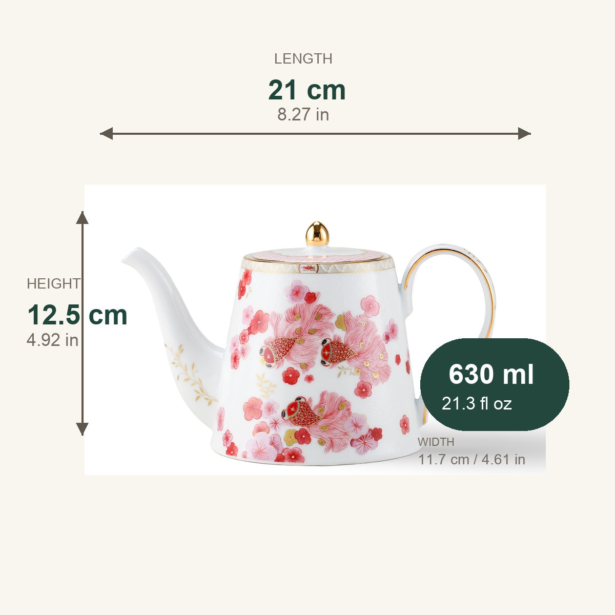 Fortune Bloom Coffee Pot dimension image