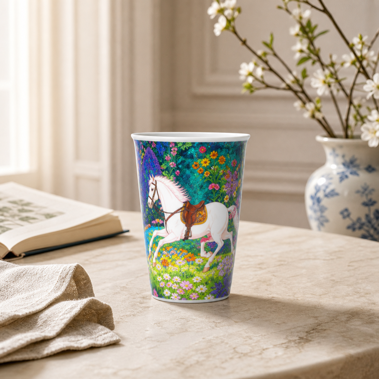 White Horse Garden in a modern coffee table setting