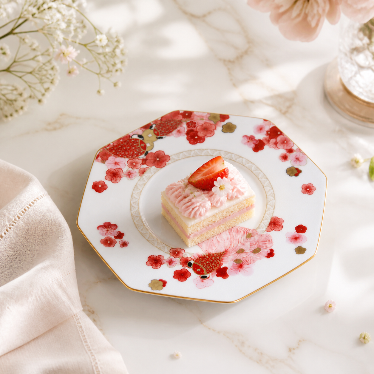 Fortune Bloom Dessert Plate dessert and tea use scene