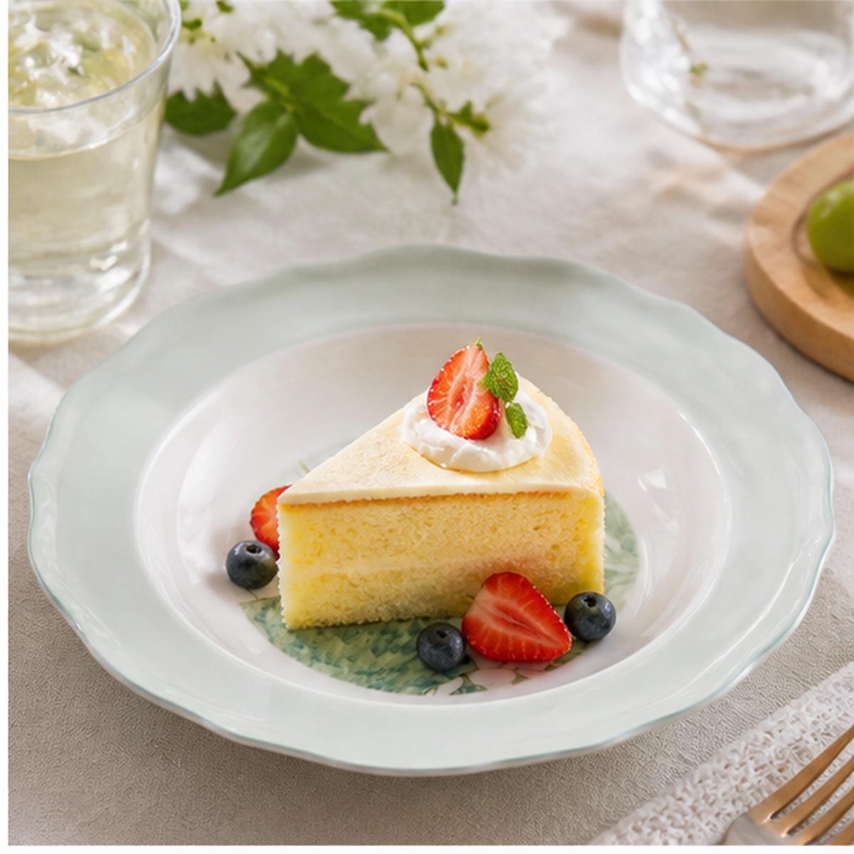 Chasing Light 7.5-Inch Scalloped Deep Plate realistic serving scene