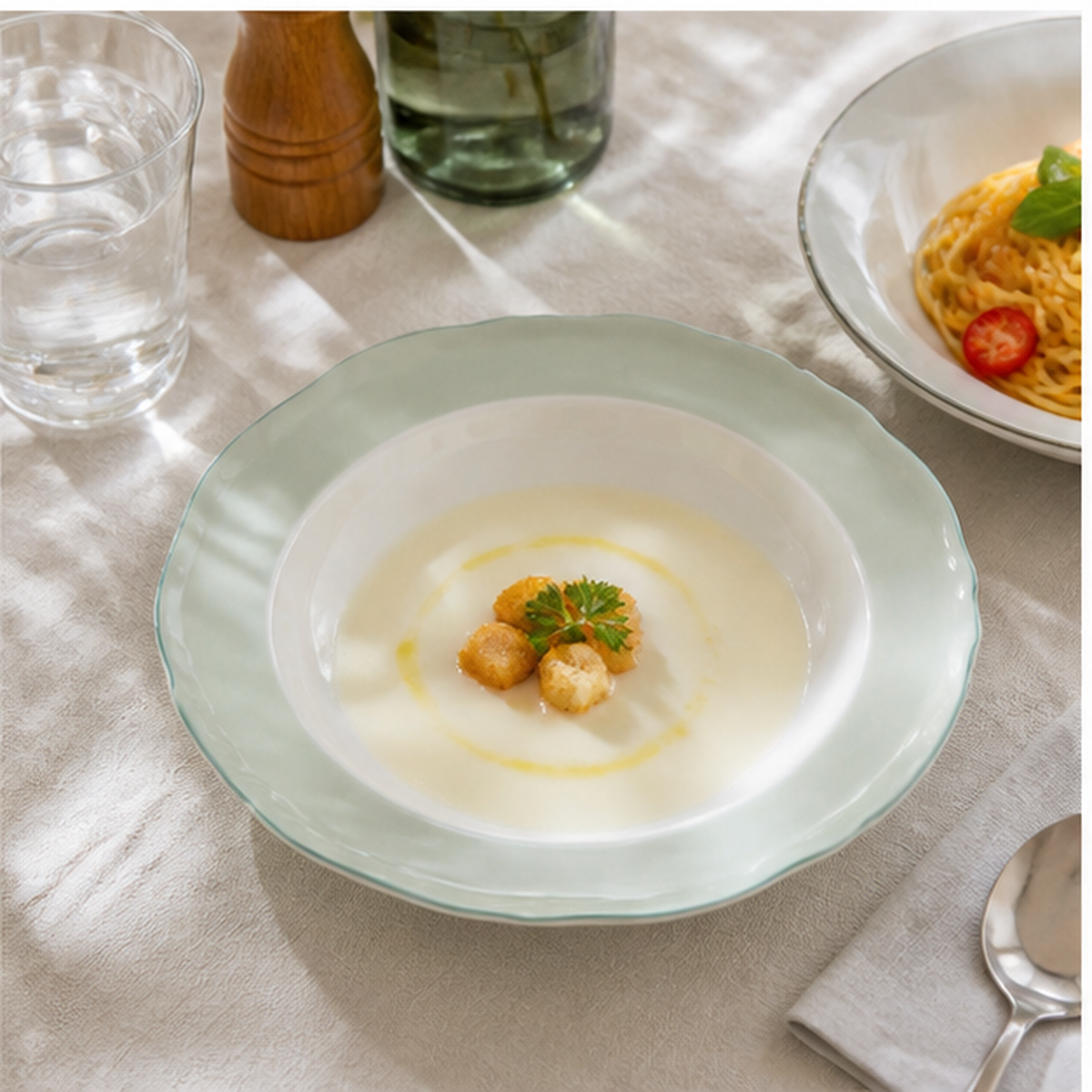 Chasing Light 7.5-Inch Scalloped Deep Plate second realistic serving scene