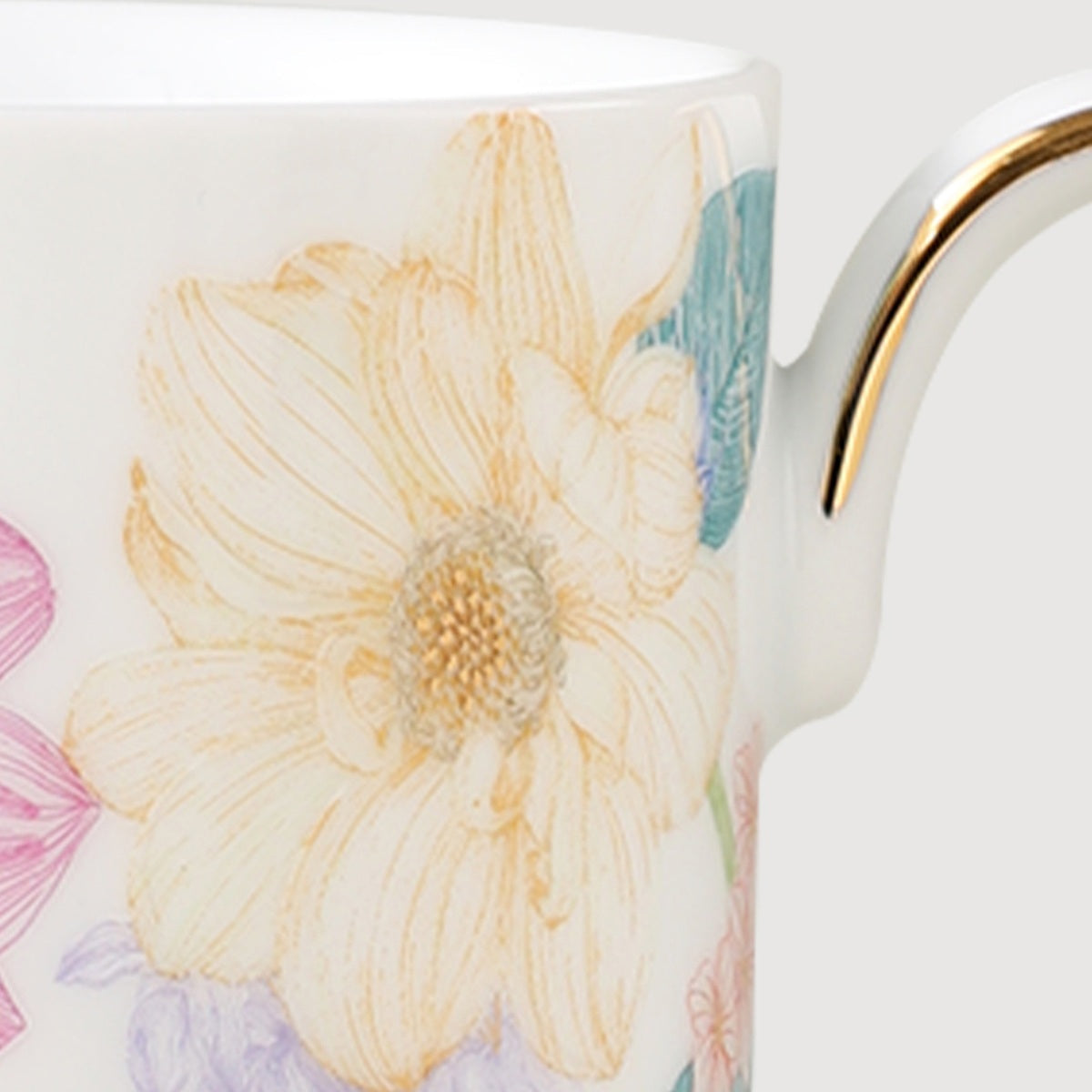 Courtyard Blossom Mug pattern and handle detail