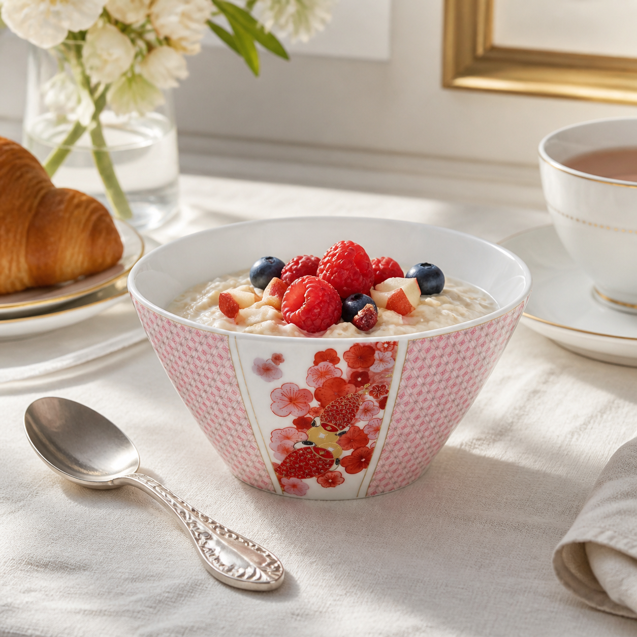 Fortune Bloom Rice Bowl breakfast oatmeal scene