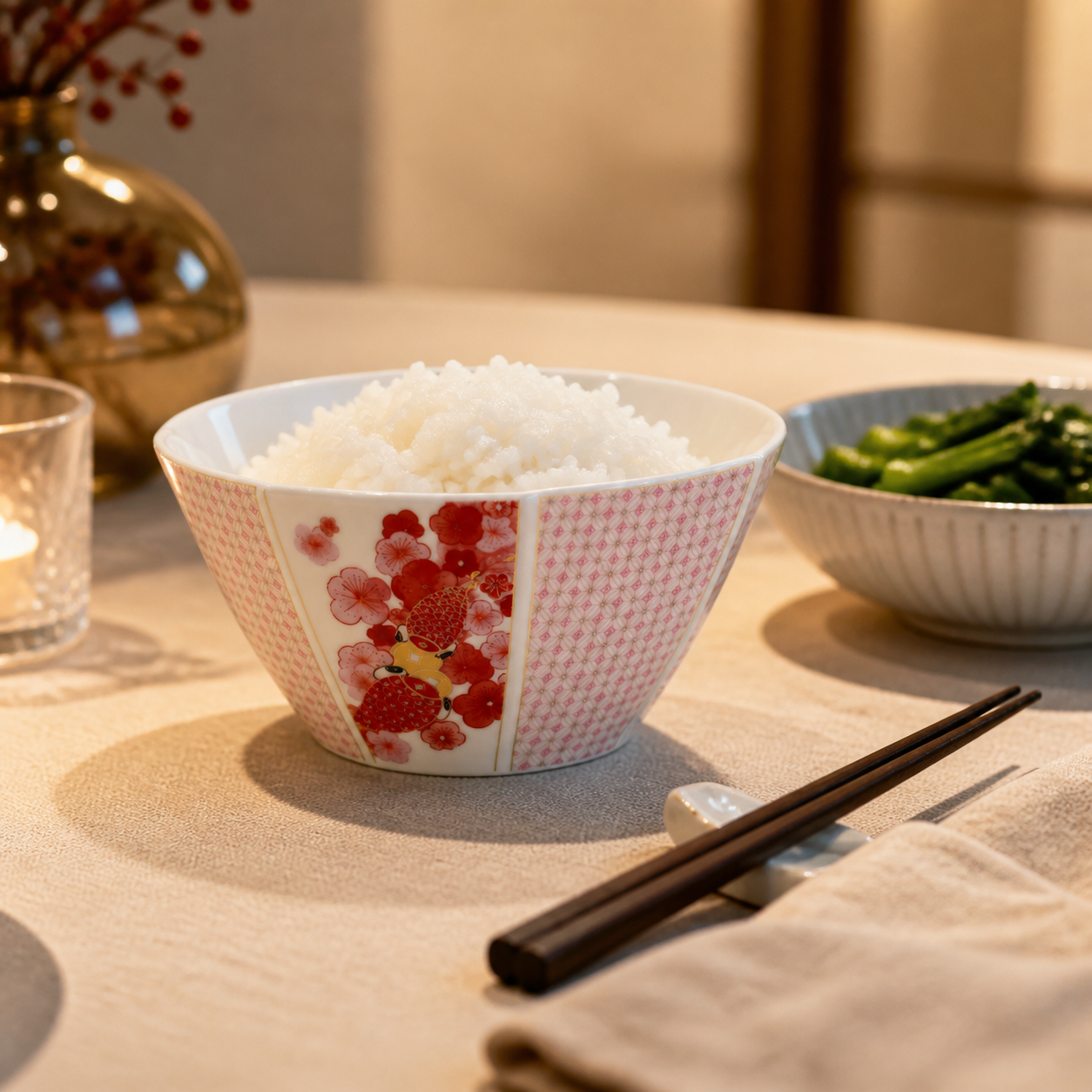 Fortune Bloom Rice Bowl dinner rice scene