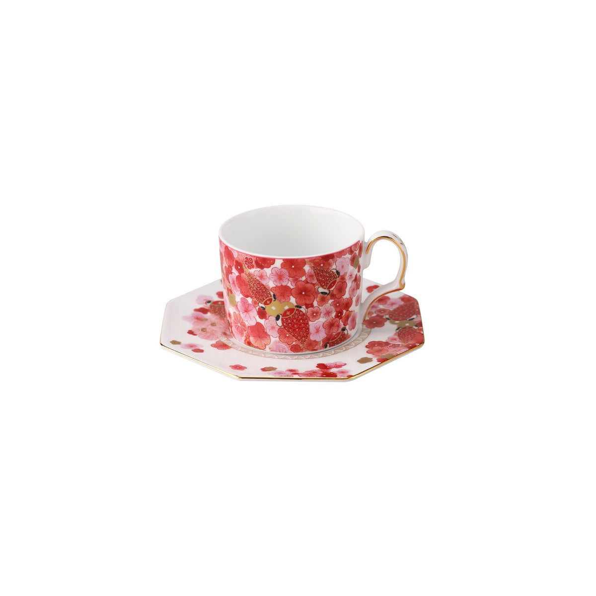 Fortune Bloom Peach Cup and Saucer white background main image