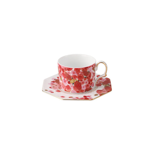Fortune Bloom Peach Cup and Saucer white background main image