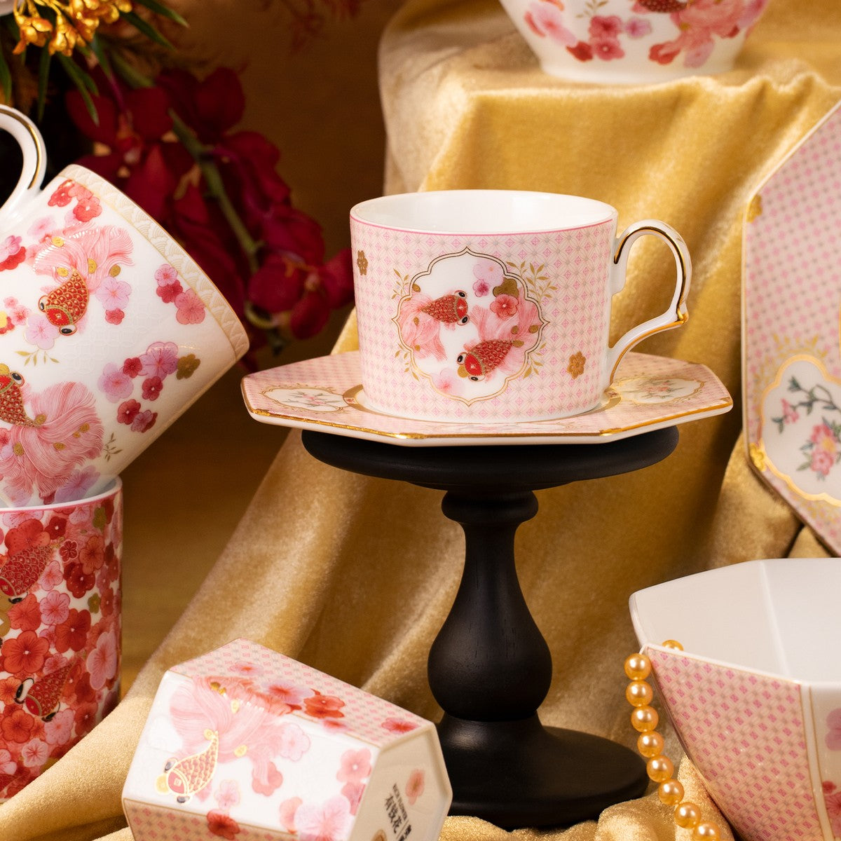 Fortune Bloom Dessert Bowl afternoon tea and small serving scene