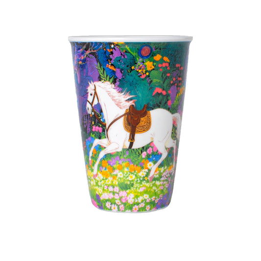 White Horse Garden porcelain tumbler on a clean white background