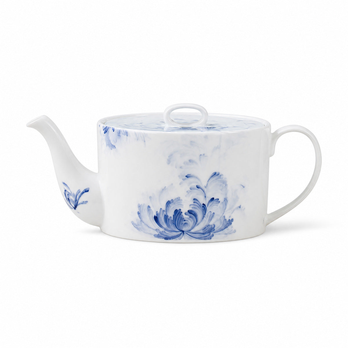 Blue Lotus porcelain coffee pot on pure white