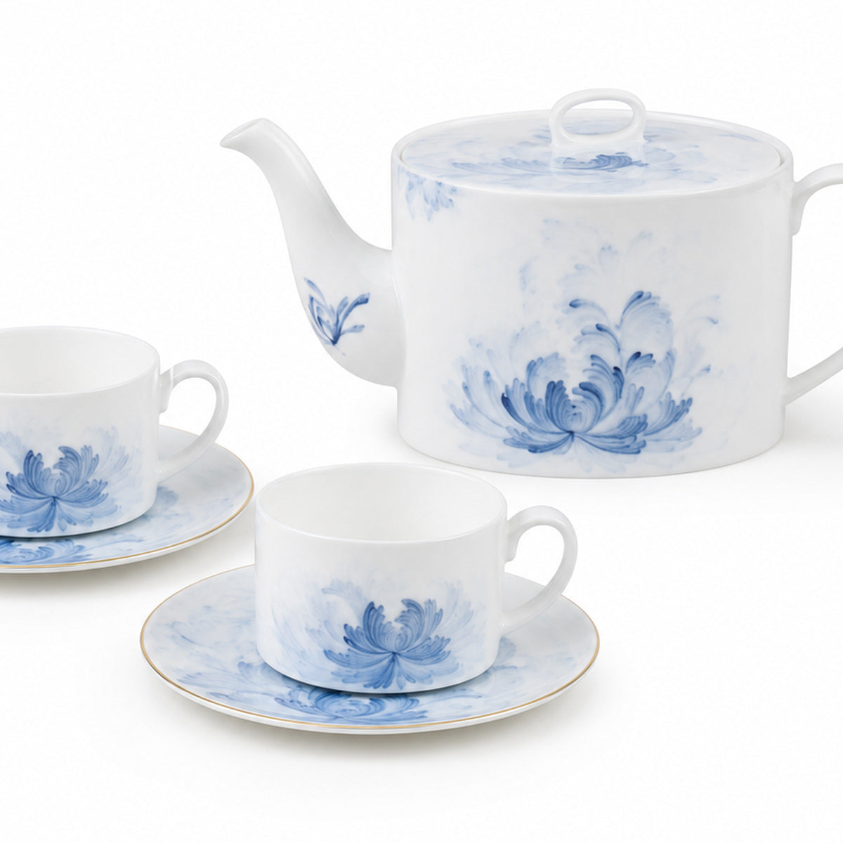 Blue Lotus porcelain blue floral decoration detail