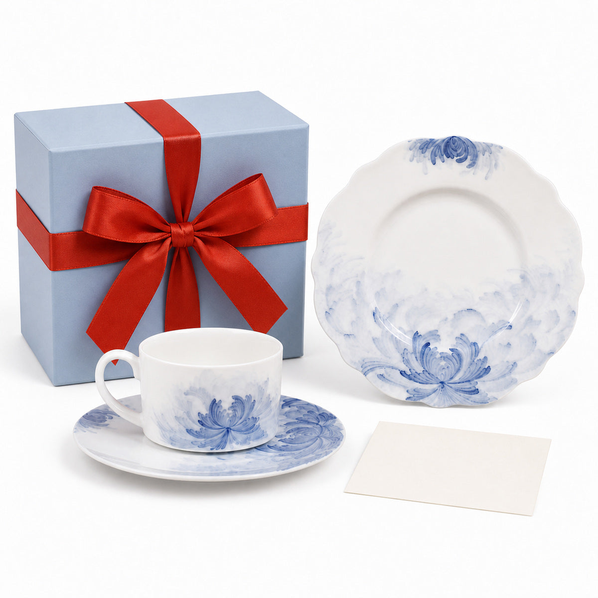 Blue Lotus cup saucer and plate gift presentation