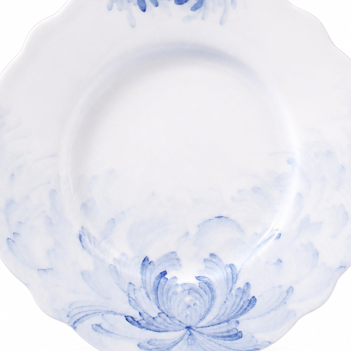 Blue Lotus Plate blue floral decoration and scalloped rim detail