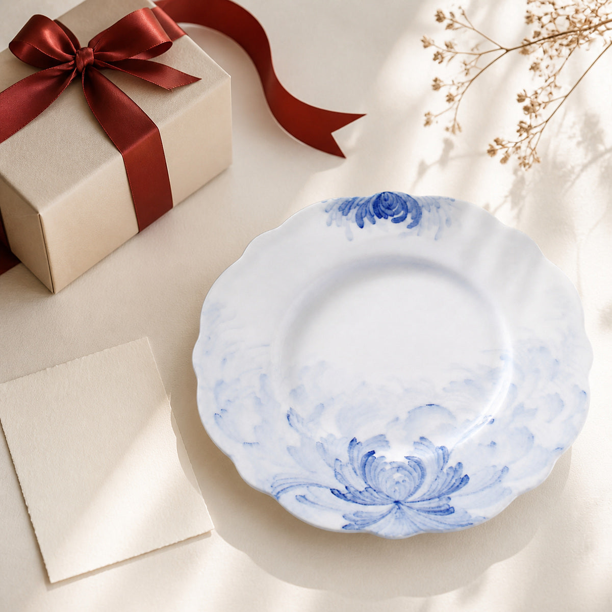 Blue Lotus Plate presented as a thoughtful gift