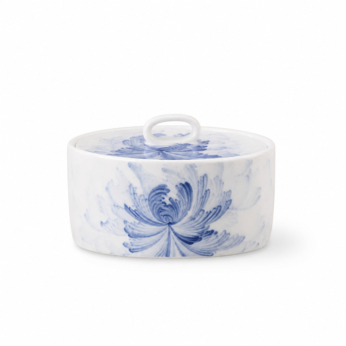 Blue Lotus Sugar Jar on a pure white background