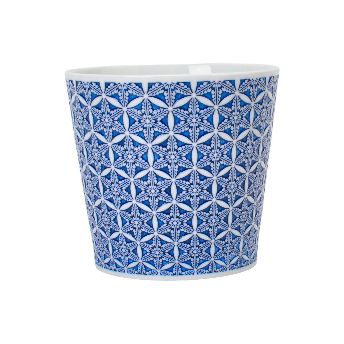 Blue & White Geometric Blossom Choko Cup on white