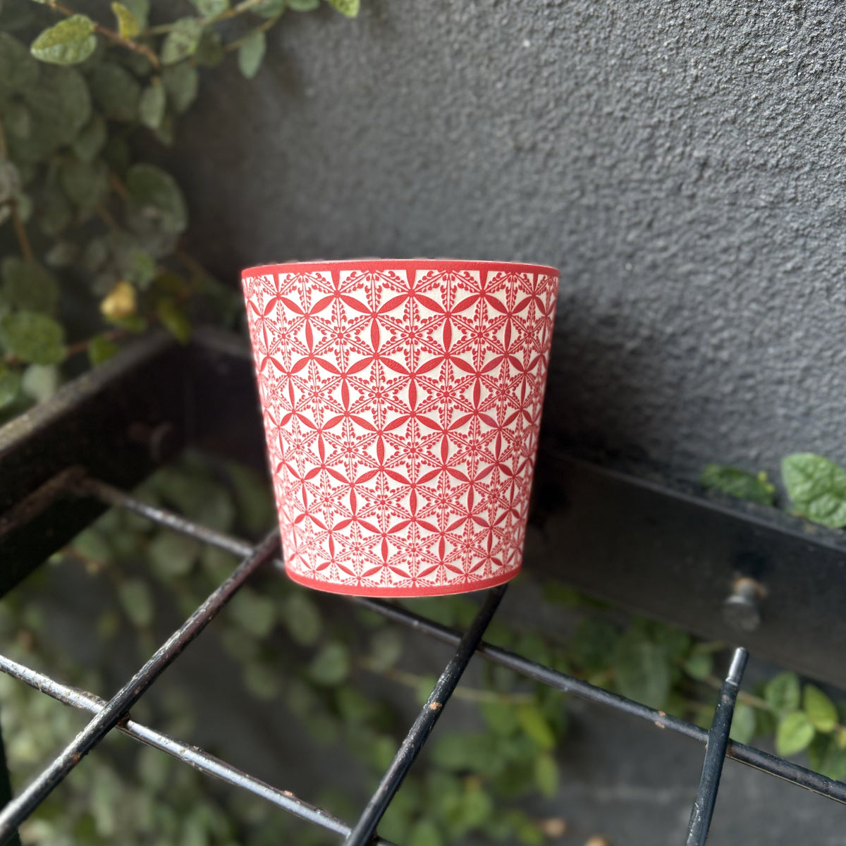 red Geometric Blossom Choko Cup — real product photograph