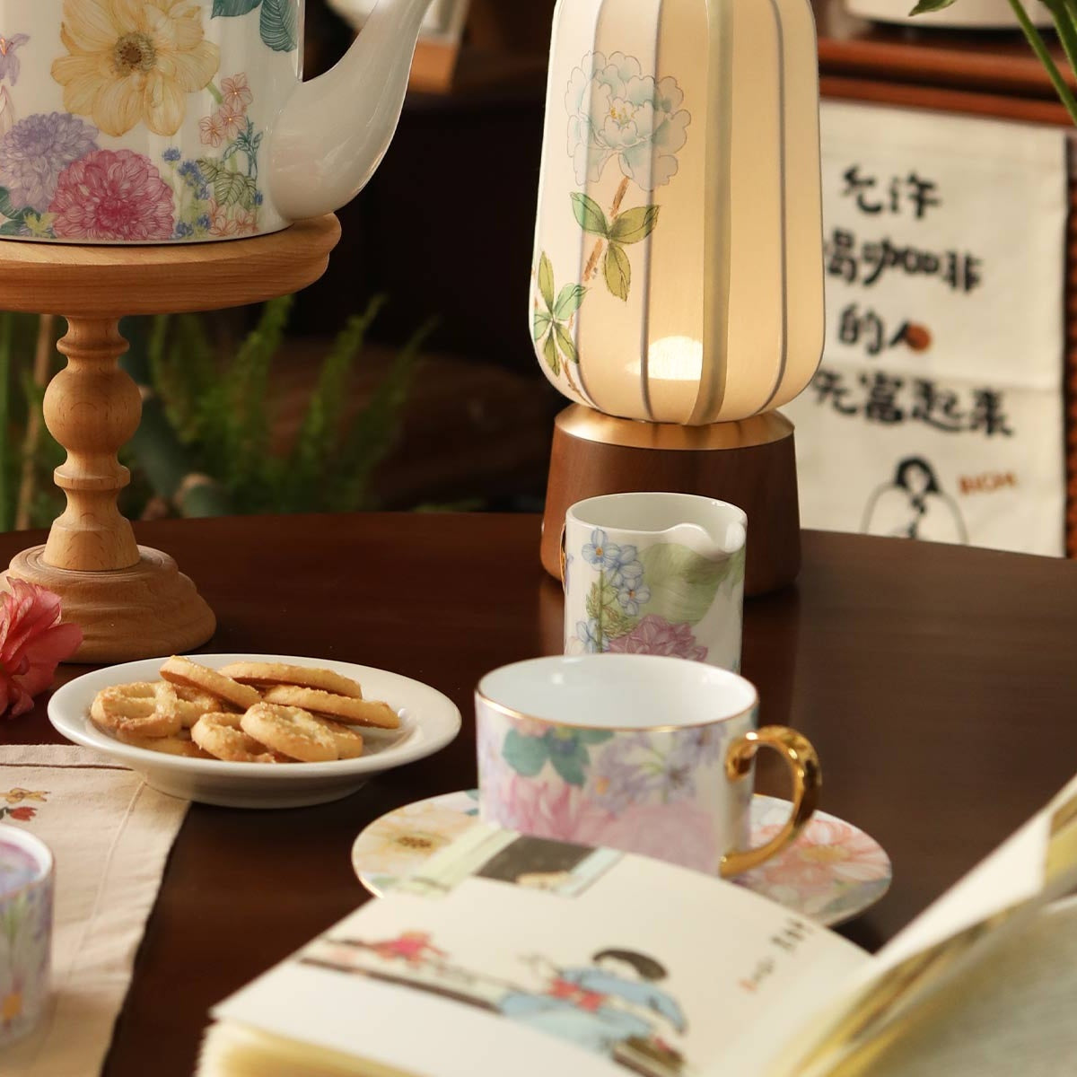 Courtyard Blossom Creamer in a real tea service setting