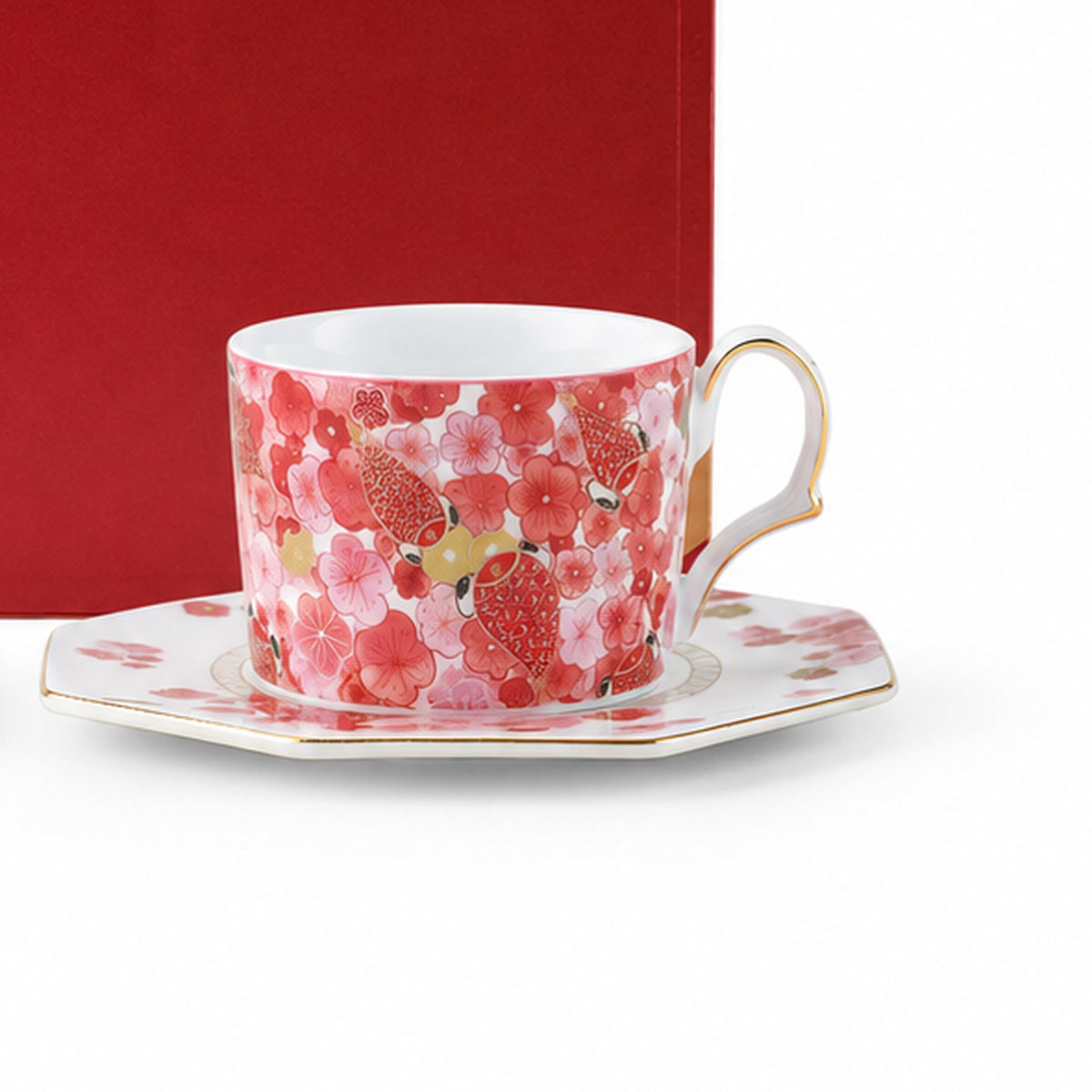 Fortune Bloom porcelain floral cup and saucer detail