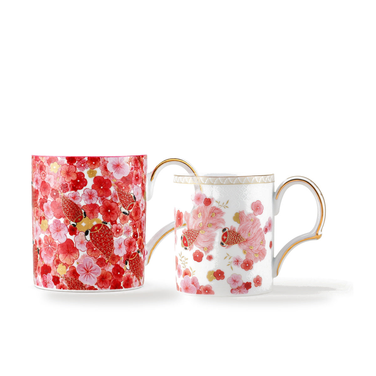 Fortune Bloom pair mug gift set on pure white background