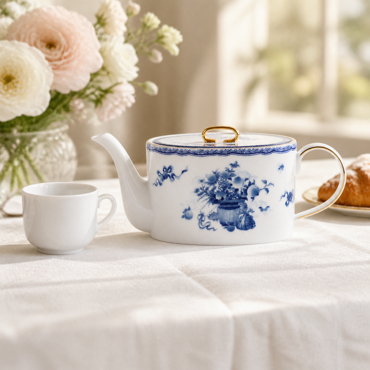 Golden Harmony Coffee Pot in an afternoon coffee setting