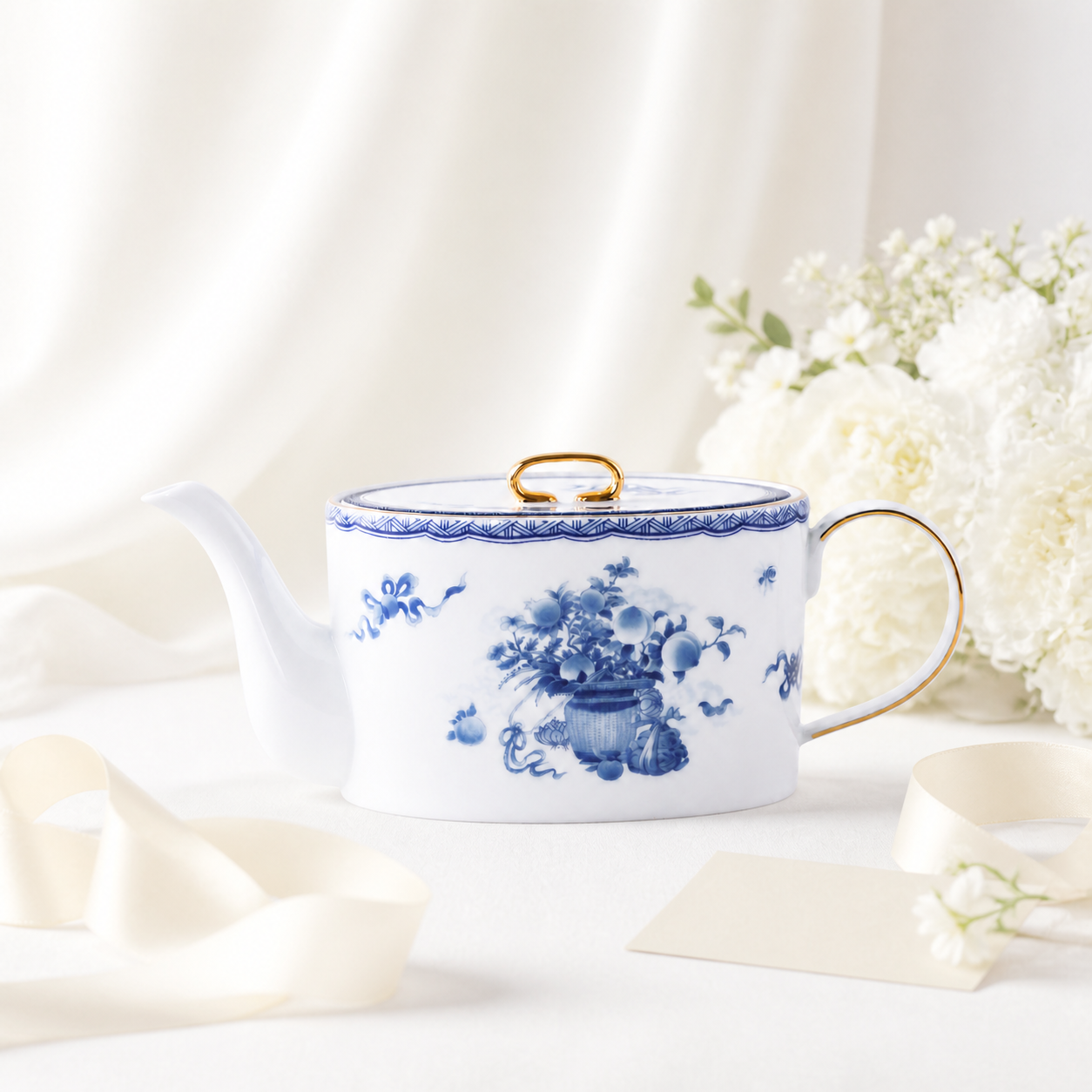 Golden Harmony Coffee Pot styled as a refined porcelain gift