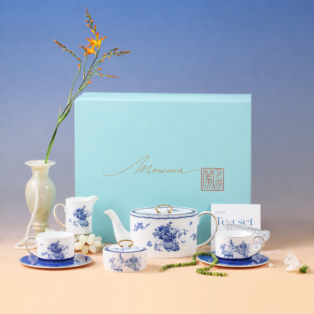 Golden Harmony complete tea gift set with MOWANA gift box