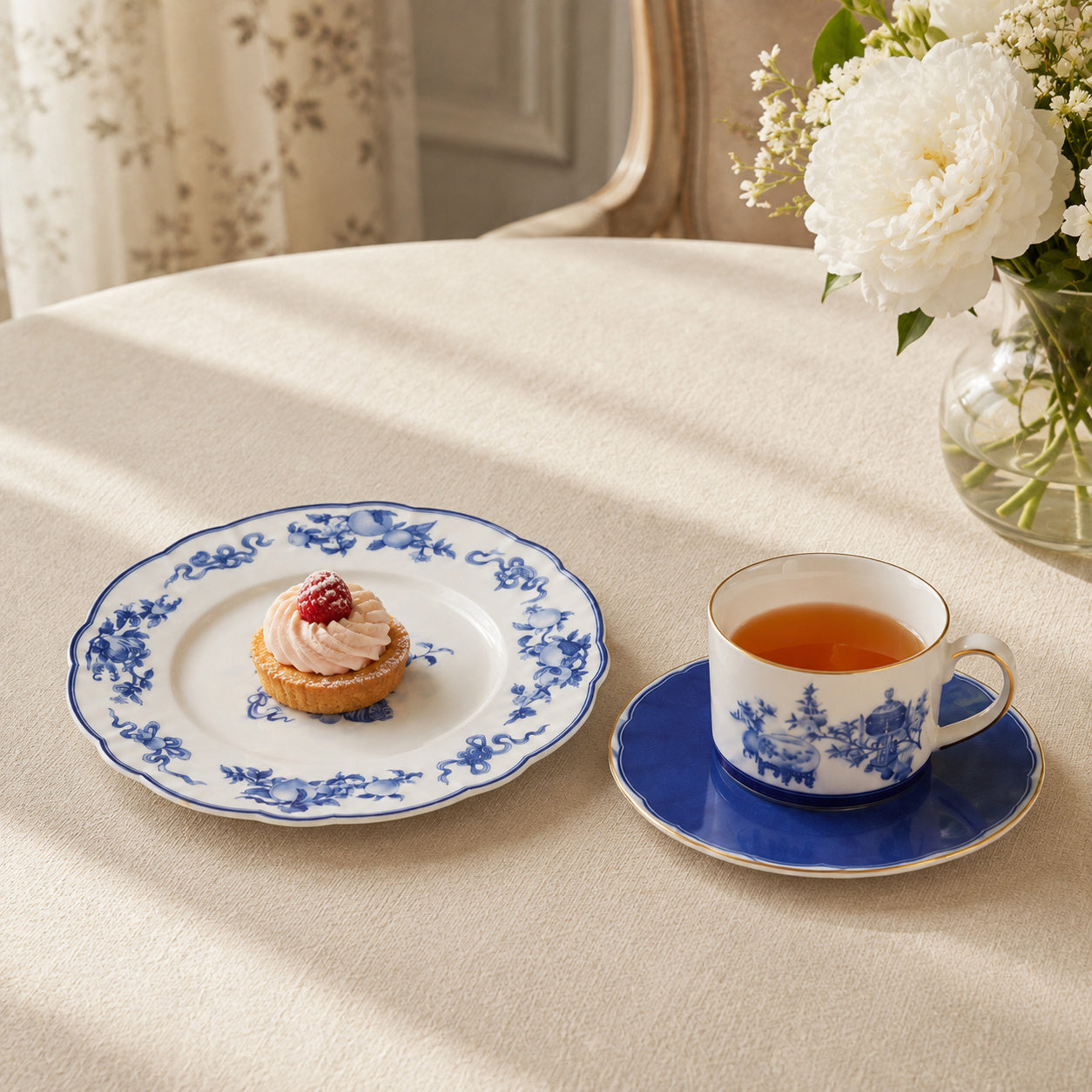 Golden Harmony cup, saucer and plate in an afternoon tea setting
