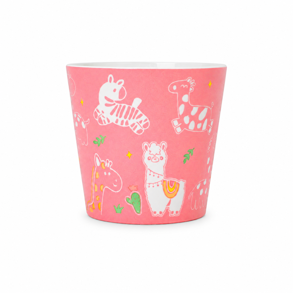 Pink Zoo Choko Cup — pink animal pattern, full cup
