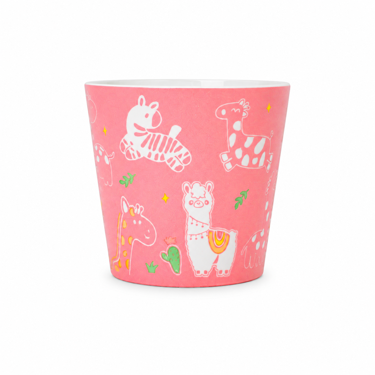 Pink Zoo Choko Cup — pink animal pattern, full cup