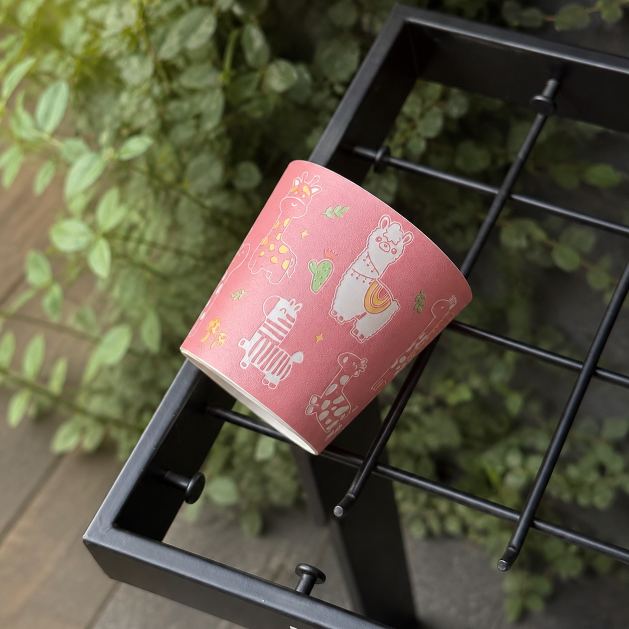 Pink Zoo Choko Cup — diagonal view, retouched original photograph