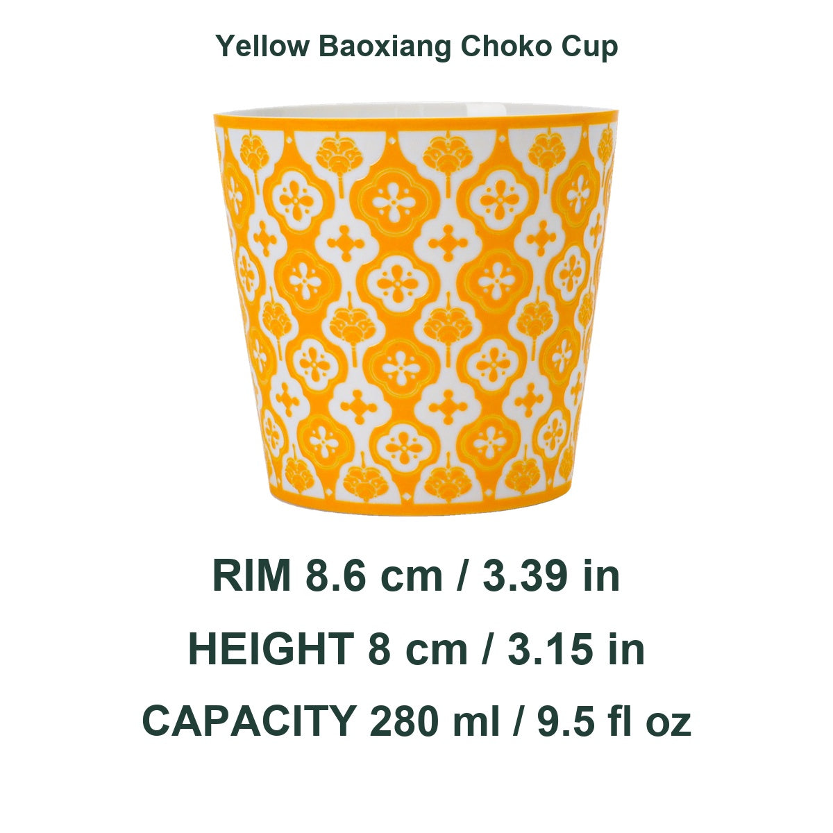Yellow Baoxiang Choko Cup — rim 8.6 cm, height 8 cm, capacity 280 ml